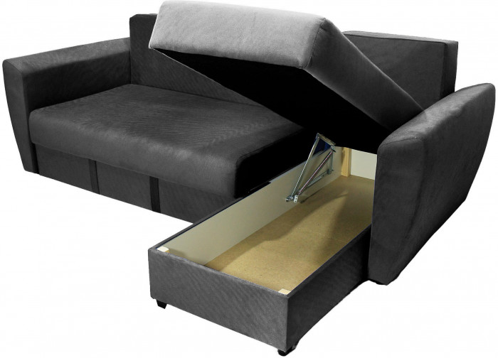 Диван УГЛОВОЙ Амстердам велюр черный 160 НПБ