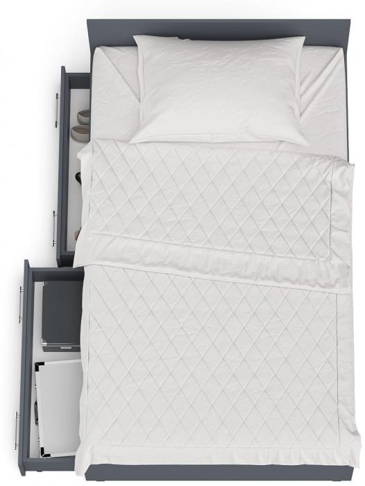 Мори Кровать с ящиками 1200, графит