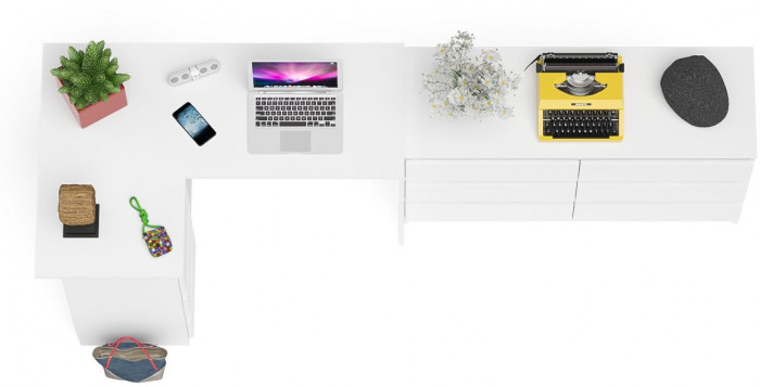 Мори компьютерный стол МС-16 левый + Комод МК1200.6, белый