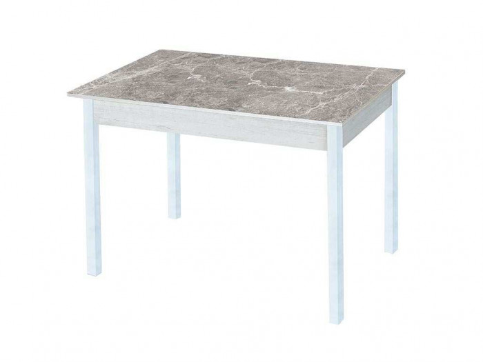 Альфа фотопечать стол обеденный раздвижной / серый мрамор/бетон белый/белый