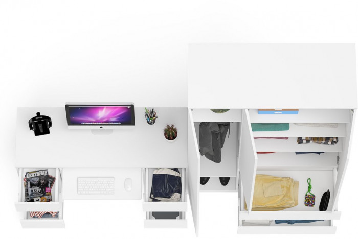 Мори компьютерный стол МС-2 + Шкаф МШ1200.1, белый