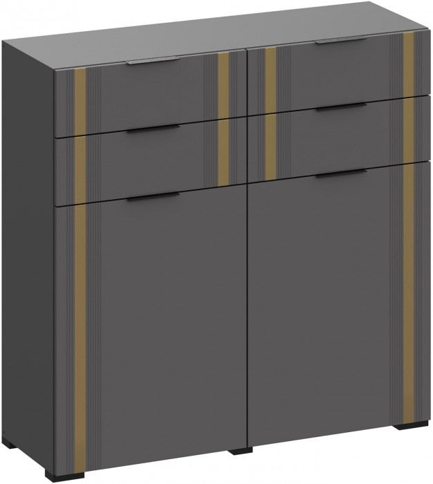 Многофункциональная тумба Эмэ ТБ-3913, Графит/Графит, Золото