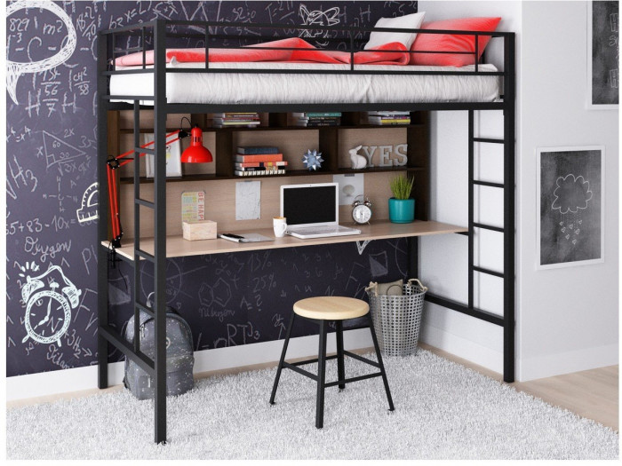 Кровать-чердак Севилья 1.2 (Венге, Черный)