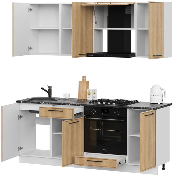 кухня Либерти 2,0м белый/орех светлый