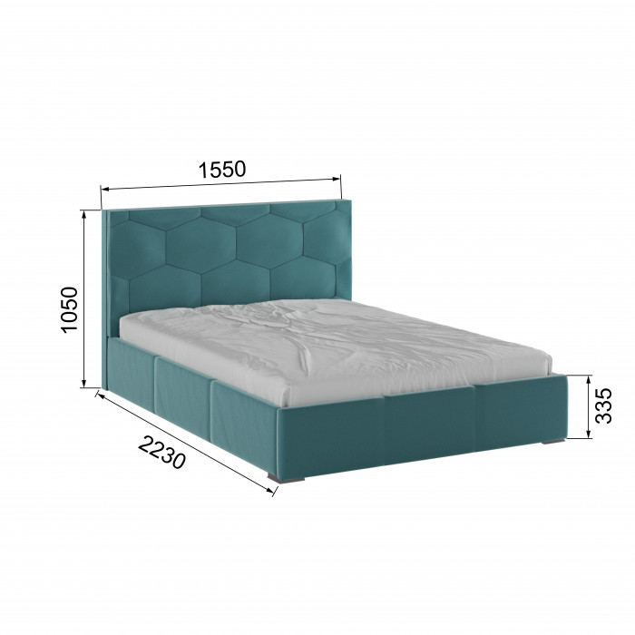 Манука Кровать интерьерная 140 бирюза, ПМ