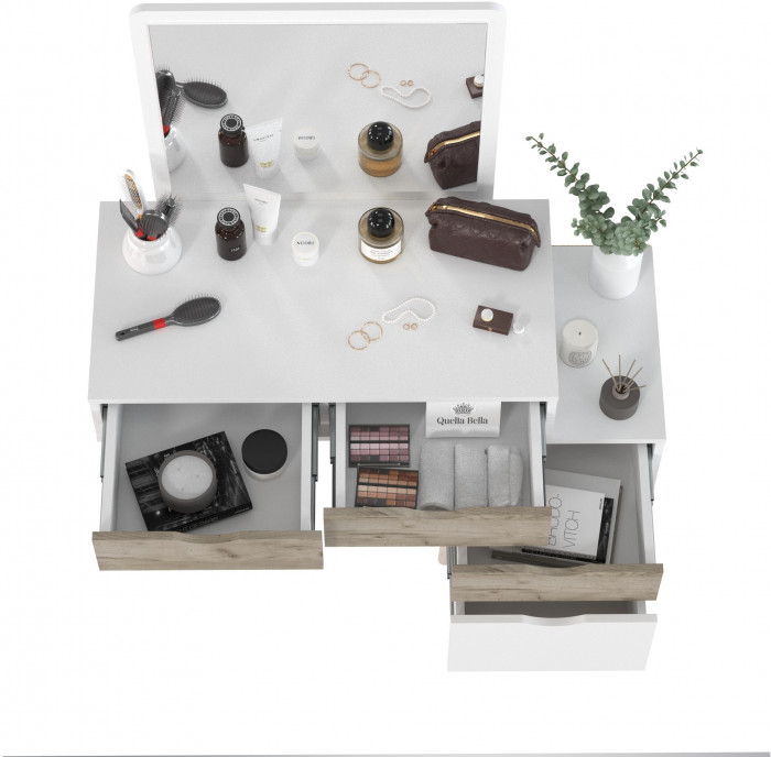 Трюмо 4-25910бел/дкс, цвет белый/дуб крафт серый, ШхГхВ 100х41,6х130 см., НЕ универсальная сборка