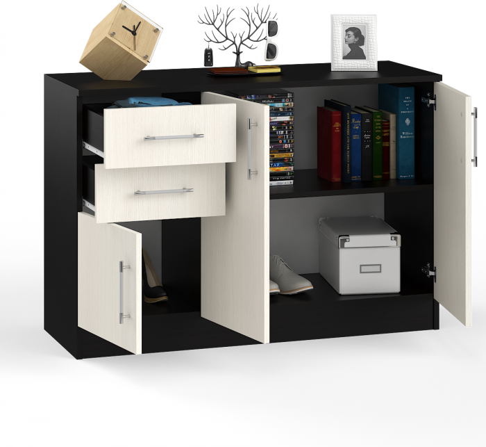 Комод СВК № 3, цвет венге/дуб лоредо, ШхГхВ 120х44х87 см. (Комод Стандарт № 3)