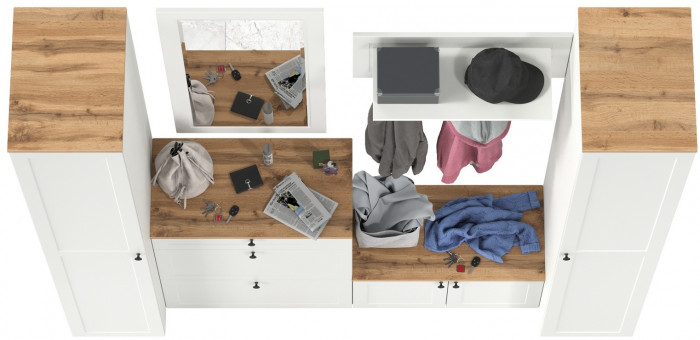 Остин Прихожая 46, белый шагрень/дуб крафт золотой