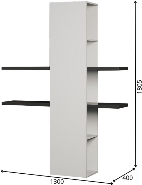 Полка навесная Альда, Черный/Дуб велингтон