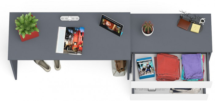 Мори письменный стол МСП1200.1 + Комод МК800.1, графит/белый