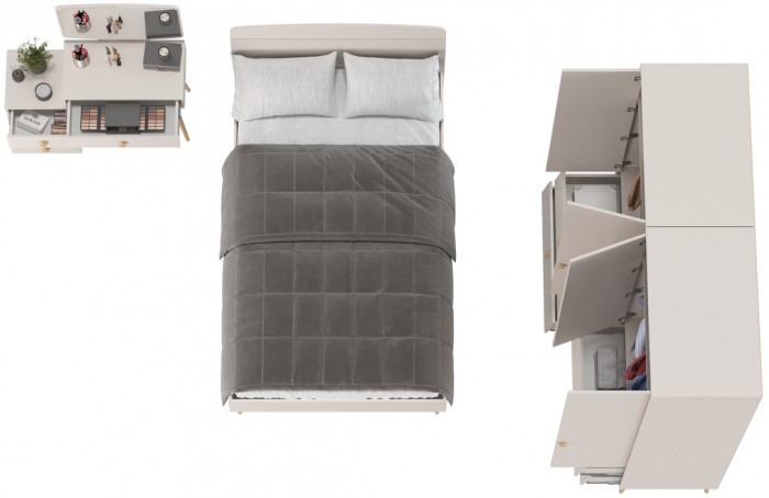 Афина Спальня 17-1200, цвет кашемир серый, сп.м. 1200х2000 мм., б/м, основание есть - фанера