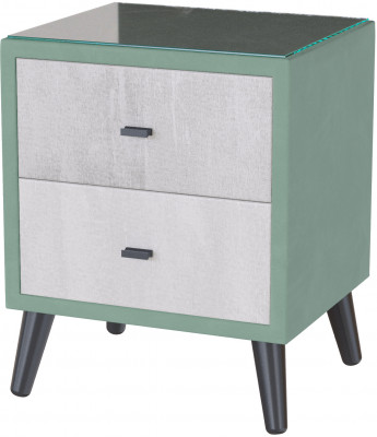 Тумба прикроватная интерьерная Ланс мятный/мдф холст белый