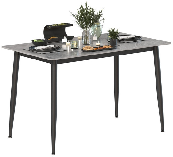 Обеденный стол Мебель--24 DT-27, цвет серый мрамор(глянцевая), ШхГхВ 120х70х75 см., столешница камень 10,5 мм., ножки металл, макс. нагрузка 80 кг.