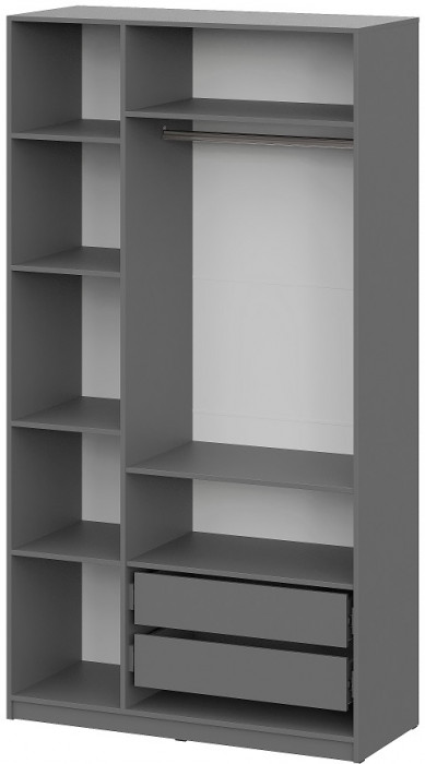 Шкаф распашной с наполнением (7 полок + 2 ящика + штанга) ШК 5 (1200), Графит