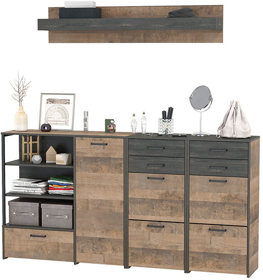 Трувор Прихожая 173, дуб гранж песочный/интра