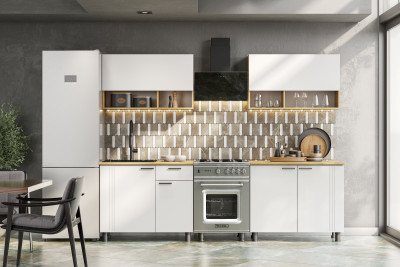 Кухонный гарнитур Монако 2м. Дуб Золотой, Белый