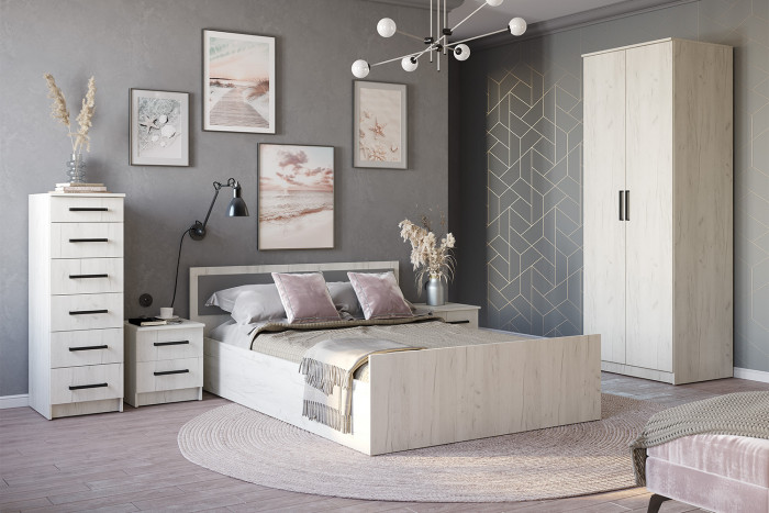 Комод высокий Фиеста, Дуб крафт белый