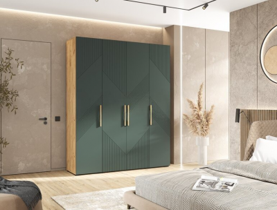 Ирис Шкаф 4-х ств. 1800 браш мени грин/дуб крафт