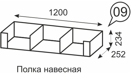 Полка навесная Твист 09