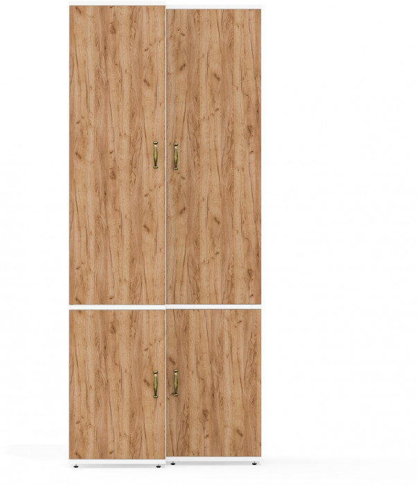 Лидер-8 Модуль Пенал МД 22Б + Пенал МД 23Б, белый шагрень/крафт золото