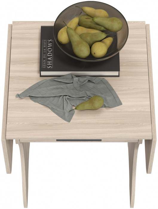 Стол обеденный раскладной с ящиком 6-02.120ТМяс.св, цвет ясень шимо светлый, ШхГхВ 120х57х75 см., 60х57х75 см. сложенный