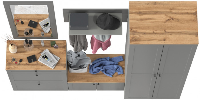 Остин Прихожая 47, серый графит/дуб крафт золотой