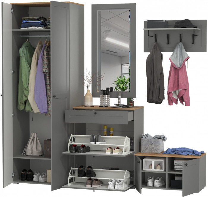 Остин Прихожая 47, серый графит/дуб крафт золотой