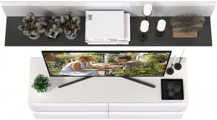 Сидней Комплектация № 043, корпус белый/чёрный/фасады МДФ белый глянец