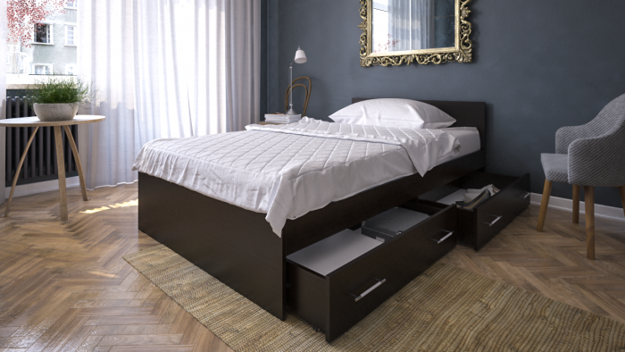 Стандарт Кровать с ящиками 1200, венге