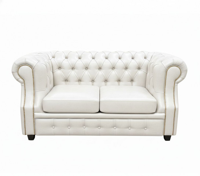 Диван Честер ЛОФТ 2-х местный, белый