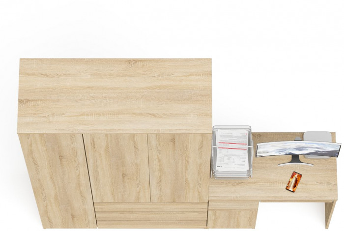 Мори компьютерный стол МС-1 левый + Шкаф МШ1200.1, дуб сонома