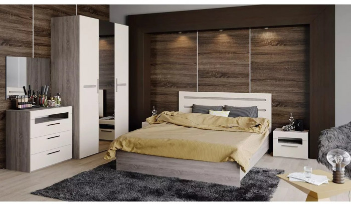 Спальня Фьюжн (Венге линум / Белый глянец)