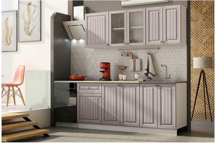 Кухня Хозяюшка МДФ 1800 (магнолия/деним)