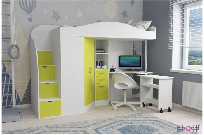 Кровать-чердак Юниор 4 (Ясень Анкор Темный/Ясень Анкор темный)