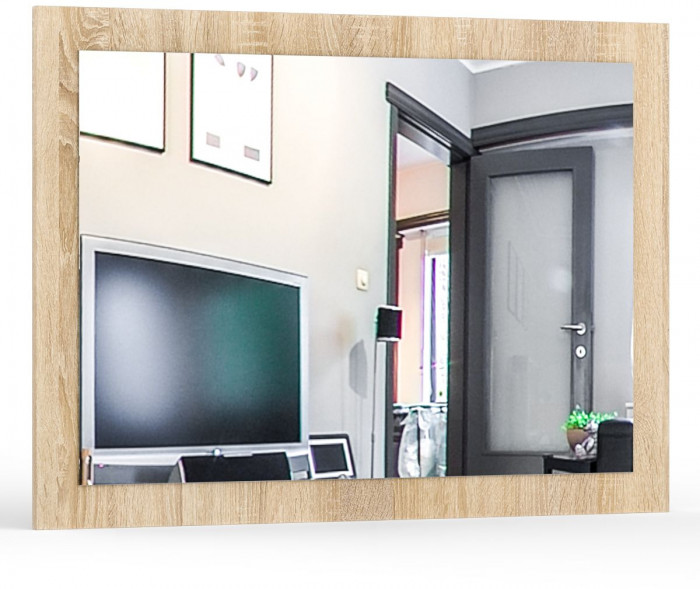 Камелия спальня № 12 Кровать с ящиками 1400 + Две тумбы + Комод + Зеркало, дуб сонома