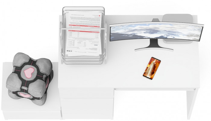 Мори компьютерный стол МС-1 левый + Тумба ТМП400.1, белый