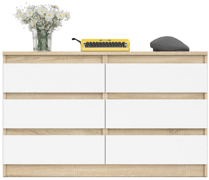 Мори Комод МК1200.6, цвет дуб сонома/белый, ШхГхВ 120,4х41х73 см.