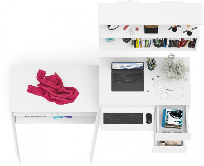 Мори компьютерный стол МС-6 правый + Тумба МА900.1 + Полка 900, белый