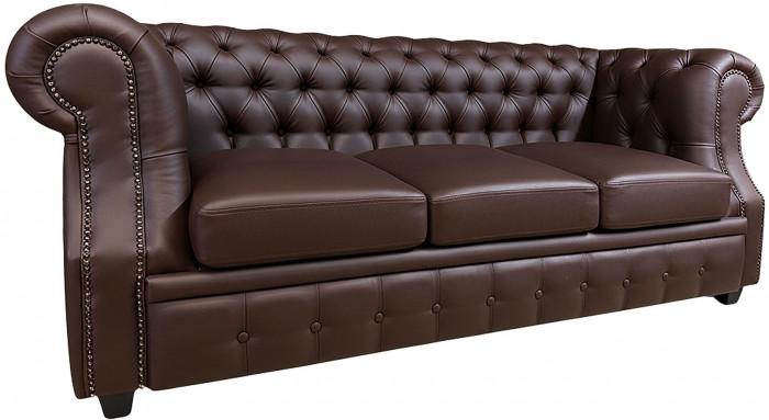 Диван Честер ЛОФТ 3-х местный, коричневый венге