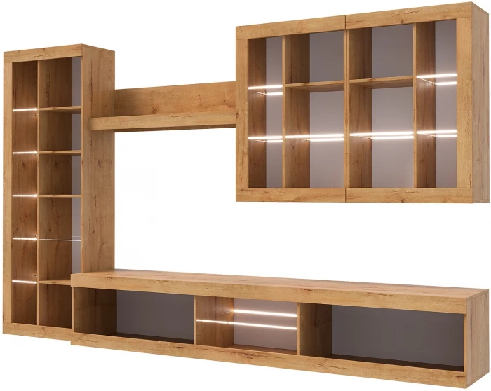 Прага Модульная Гостиная, вариант №2, Дуб Вотан/Графит