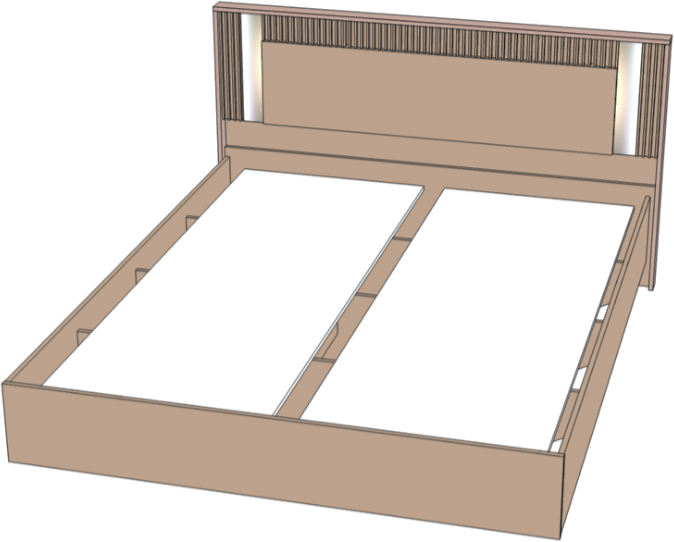 Кровать полутороспальная 140х200 "Харди" с зеркальными вставками - Белый текстурный/Ясень белый