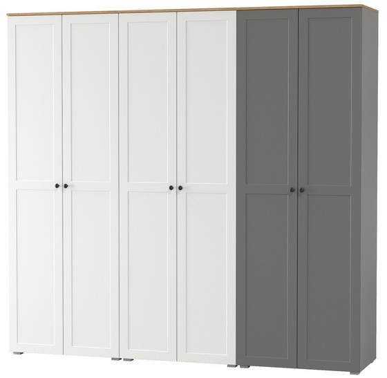 Остин 13.224 Шкаф 3 шт., цвет белый шагрень/серый графит/дуб крафт золотой, ШхГхВ 240х54,3х229,6 см., универсальная сборка