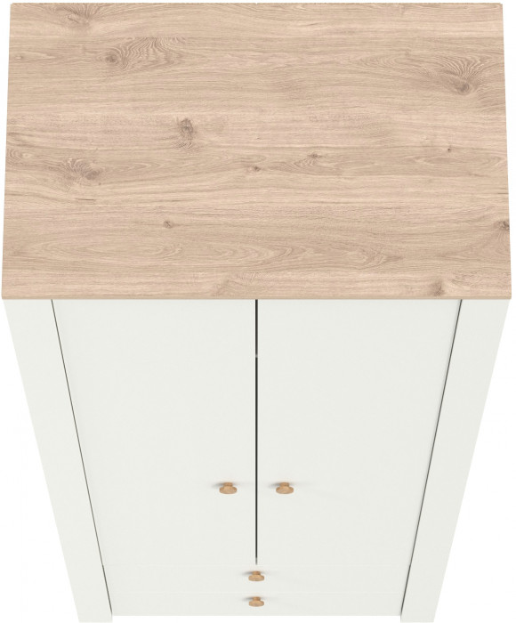 Джастин 13.339 Шкаф для одежды с ящиками, цвет белый шагрень/дуб белый эксклюзив, ШхГхВ 86х54,8х225,8 см.