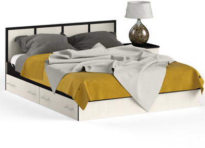 Сакура Кровать с ящиками 1600 + тумба, цвет венге/дуб лоредо, ШхГхВ 204х203,5х80 см., сп.м. 1600х2000 мм., б/м, основание есть, универсальная сборка