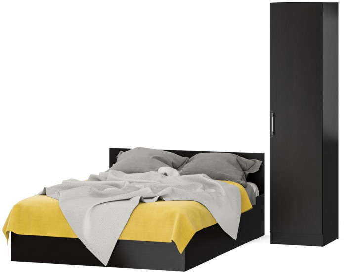 Кровать 1400 + Пенал Стандарт, цвет венге, ШхГхВ 143,5х203,5х70 + 45х52х200 см., сп.м. 1400х2000 мм., без матраса, основание есть