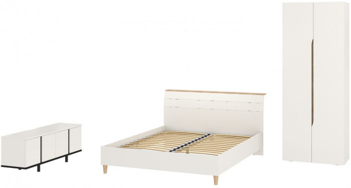 Муссон Спальня № 18, цвет белый/дуб эндгрейн элегантный, ортопед, сп. м. 1600х2000 мм., б/м