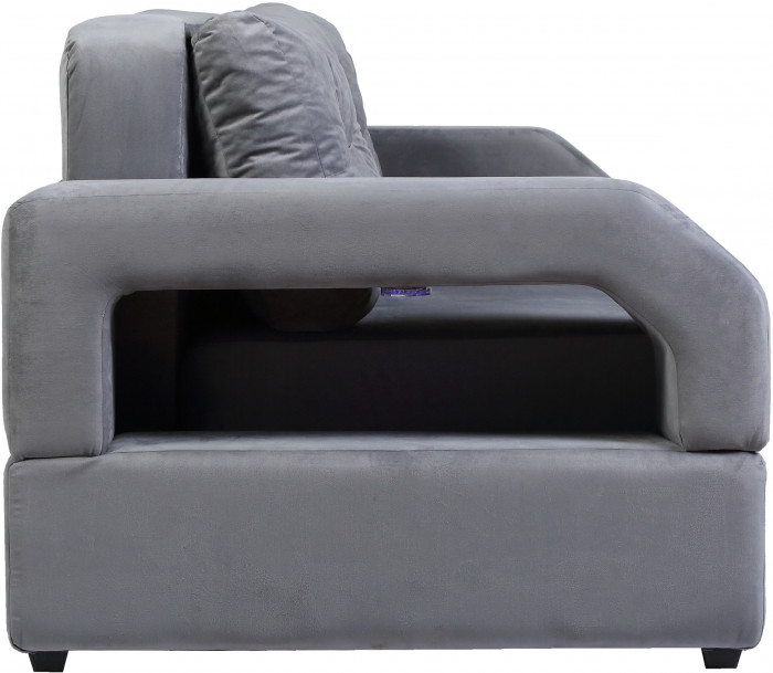 Диван еврокнижка Манчестер с подсветкой, 160 велюр серый НПБ