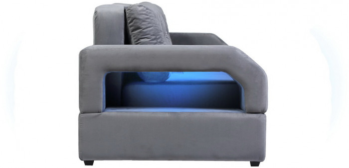 Диван еврокнижка Манчестер с подсветкой, 160 велюр серый НПБ