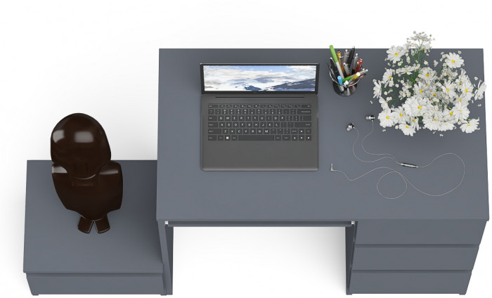 Мори компьютерный стол МС-6 правый + Тумба ТМП400.1, графит