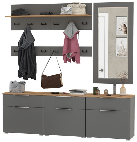 Октава Прихожая 41, серый графит/дуб крафт золотой/фасады МДФ серый графит